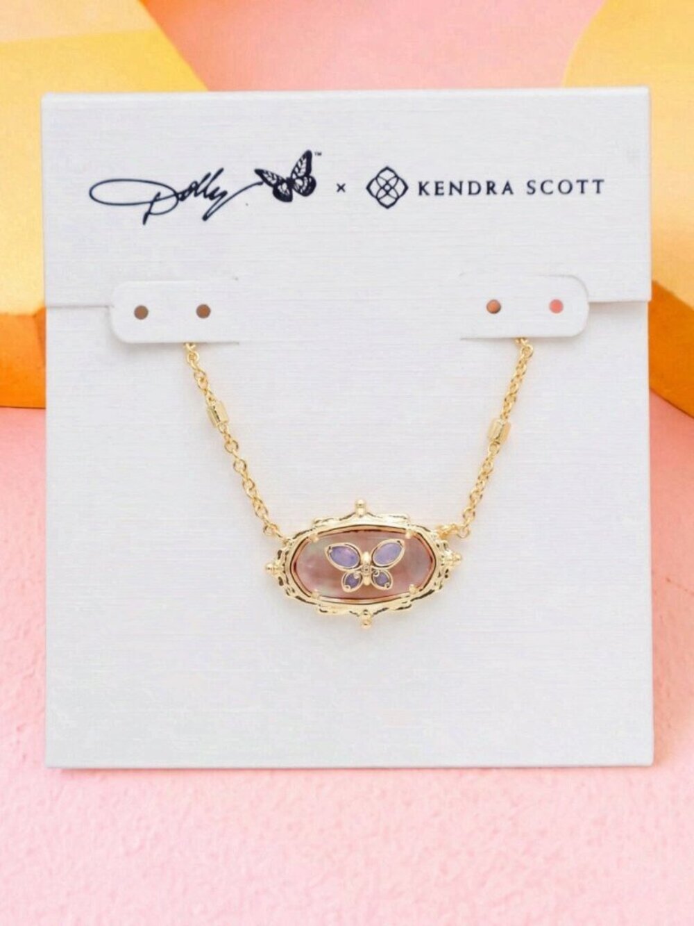 Kendra Scott - Elisa Butterfly Light Pink Abalone Gold Necklace - NEW